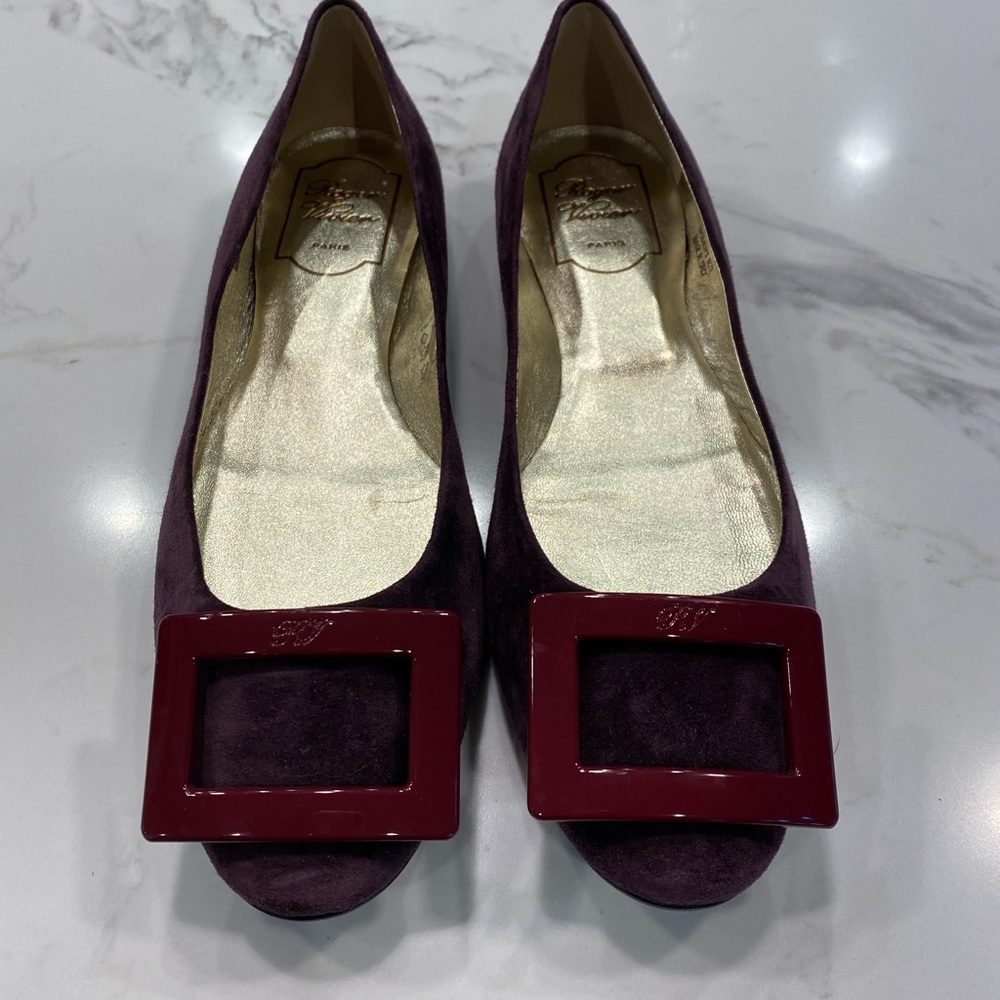 Roger Vivier Purple Suede Gommette Flats